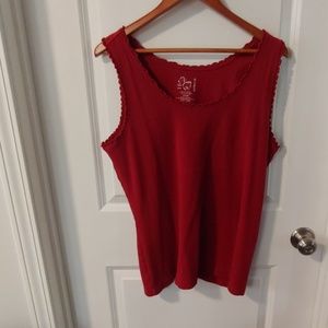 EUC Perfect Fit 22/24W Red Ruffle Edges